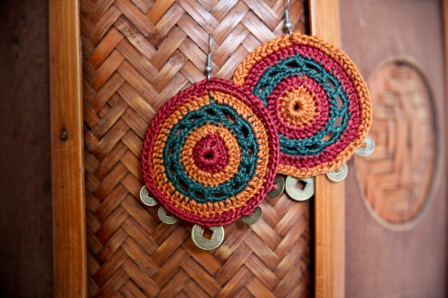 Mandala Yin & Yang Feng Shui Crochet Earrings