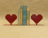 8 Bit Heart Metal Art Bookends - Free USA Shipping