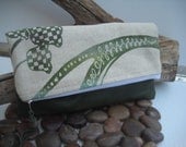 Foldover clutch- by J Souza - leather  , cotton  ref-j32cv