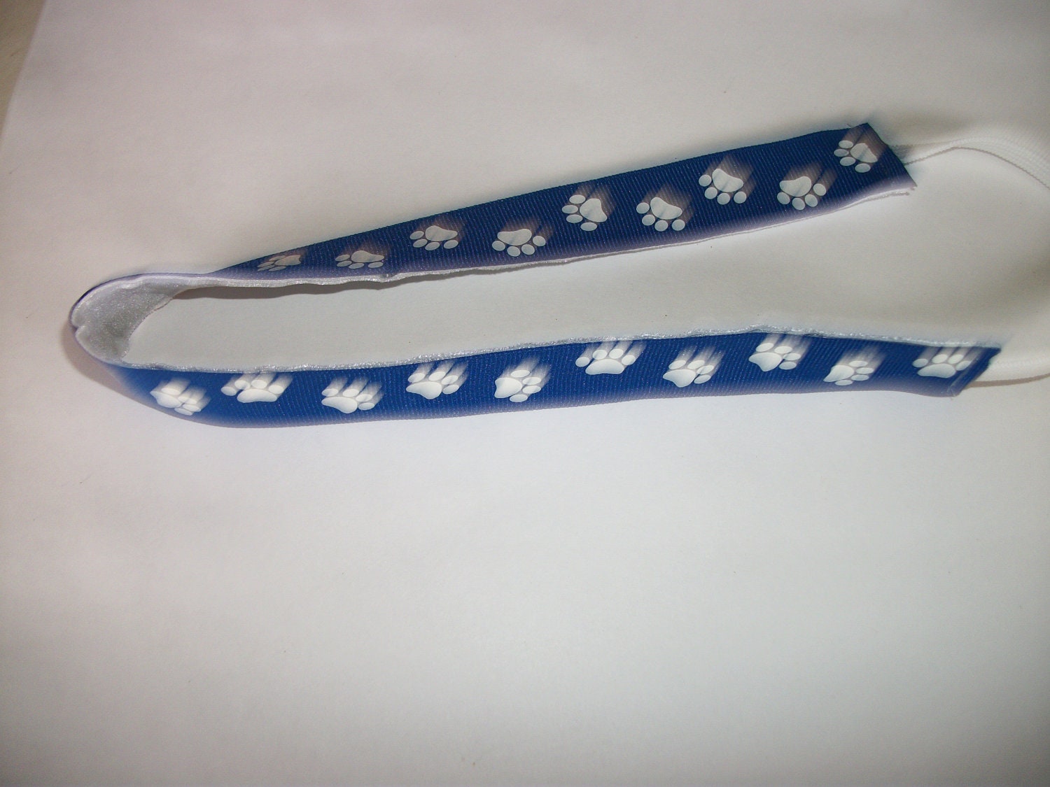 Non-Slip Headband,.  Royal Blue and White Paw Print, UK Inspired,  Print  and Velvet Head band