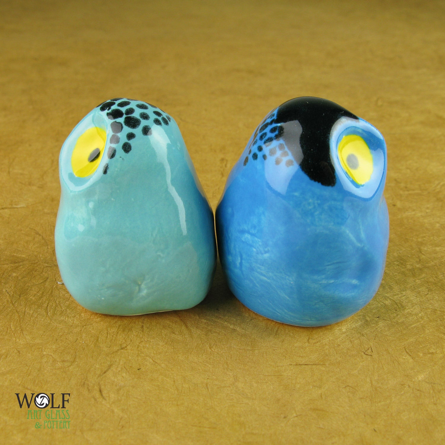 Pottery Owl Pair - The Owlet Misfits Collection Blue and Turquoise