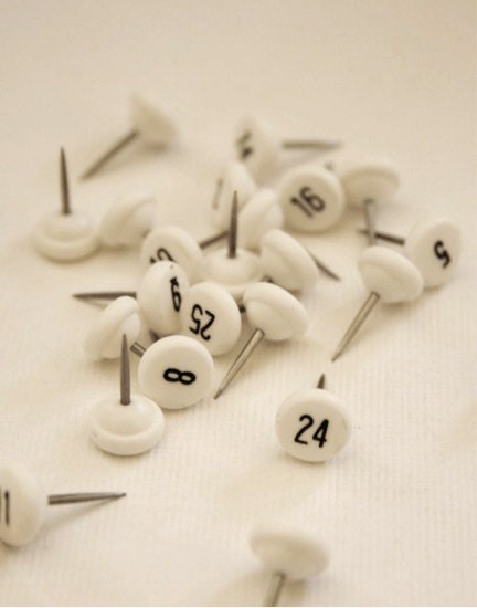 Numbered Craft Push Pins 1 through 25 Black Print by InTheClear