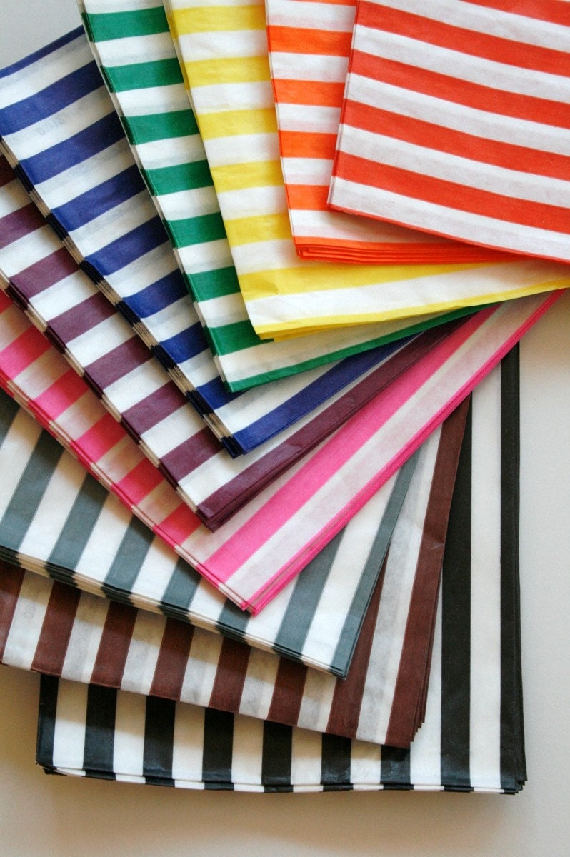 Set of 150 - Traditional Sweet Shop Candy Stripe Paper Bag Variety - Your Color Choice - 5 x 7