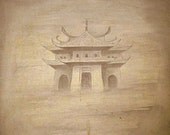 Japanese Print Castle Vintage Showa Period