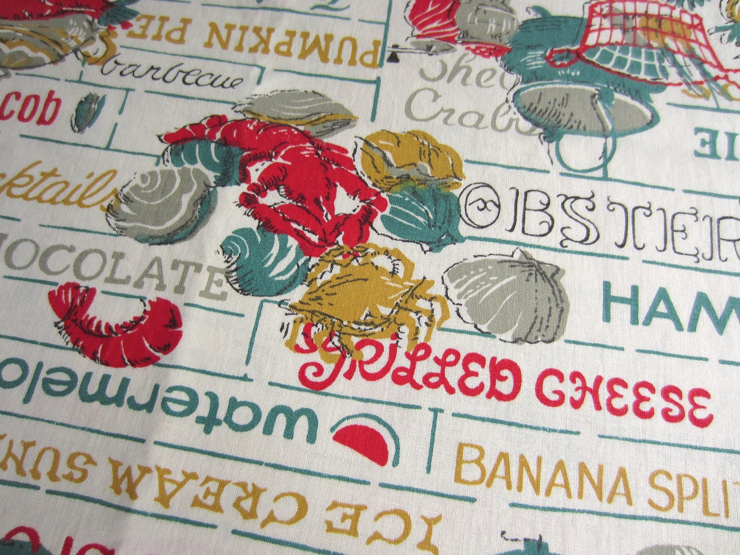 Vintage Novelty Food Fabric Retro Favorites