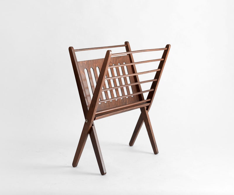 Vintage Mid Century Magazine Rack - Modern, Wood, Storage