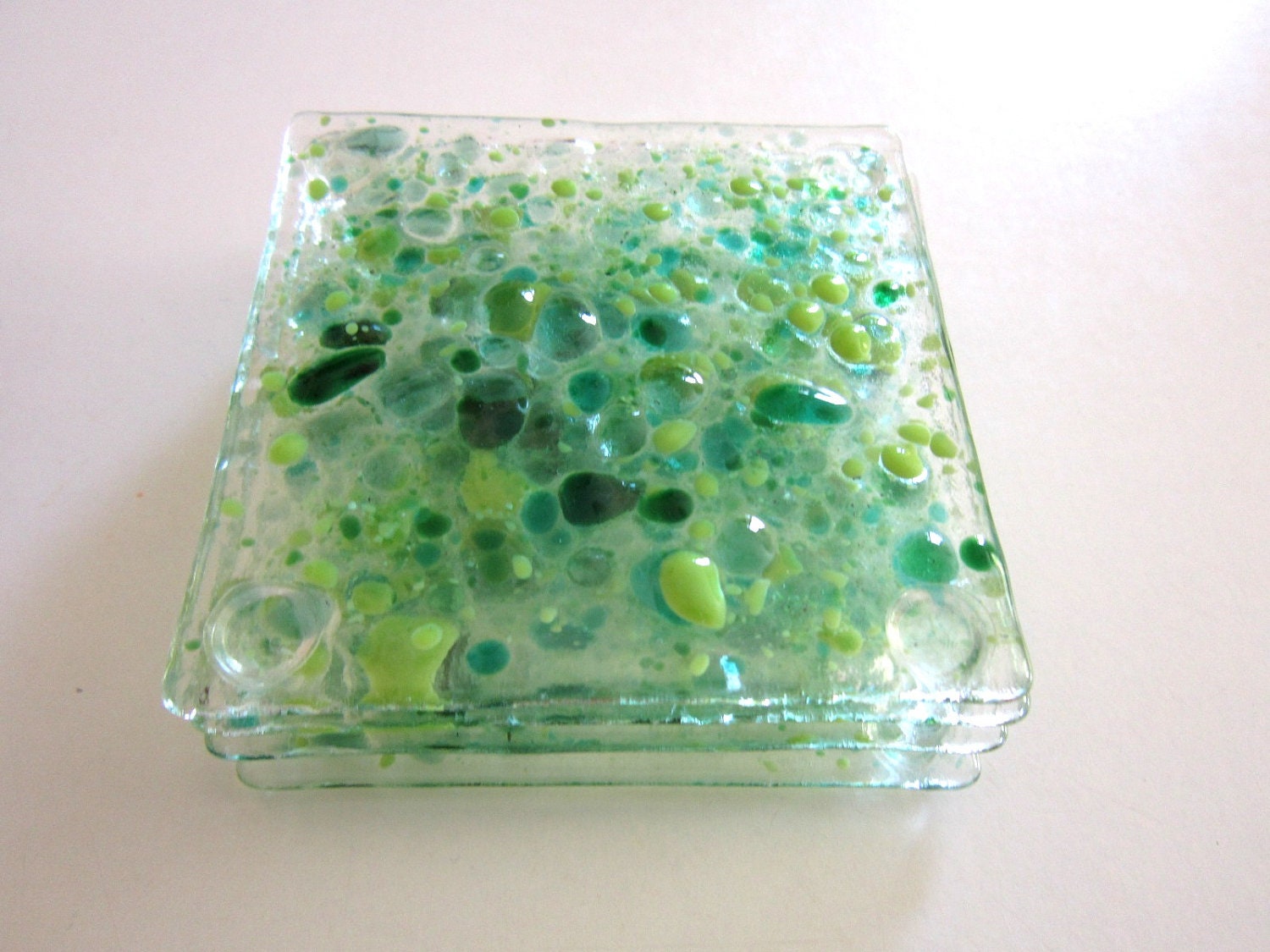Coasters- Green color Fused Glass