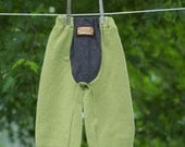 Upcycled Wool Longies   Modern Chartreuse Green Cloth Diaper Soaker  MEDIUM 6-12 Months