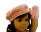 Beret Hat and Mittens Set Pink American Girl Doll
