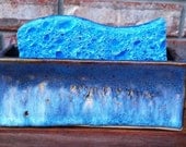Handmade Extra Large Alaskan Glacier Blue Ice Reflection Ceramic Sponge Holder