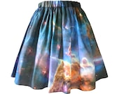 Mystic Mountain Nebula Skirt, Organic Cotton, Galaxy Print.