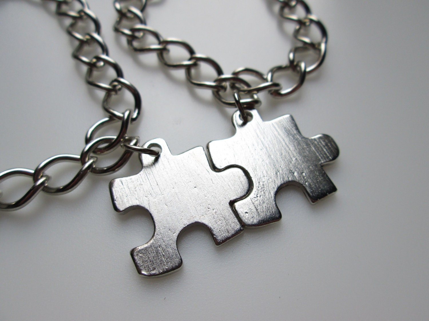 Silver Puzzle Piece Bracelets. His and Hers Couple or Bestfriend Bracelets.