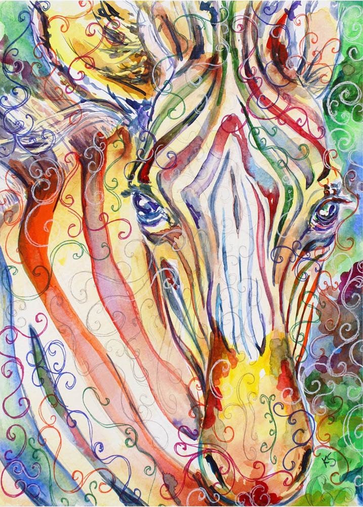 Zebra Watercolor reproduction 11x14 Kit Sunderland