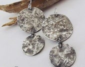 Hammered Silver Earrings, Everyday Earrings, Modern Contemporary Jewelry, Organic Texture, Minimalist Edgy Urban Metalsmith Earrings