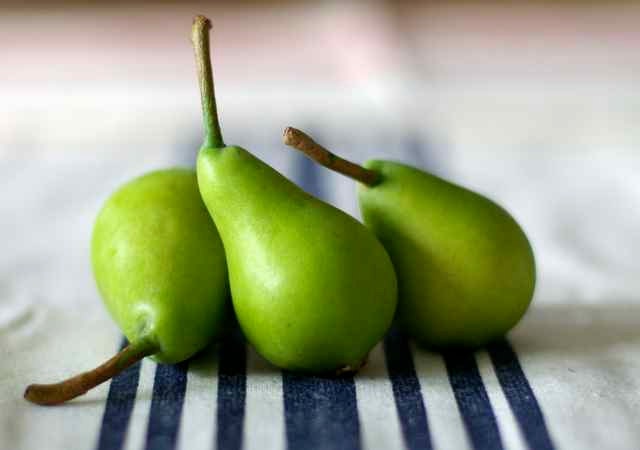food photography, three green pears, still life, minimalistic, kitchen art,  8x12 fine art photograph