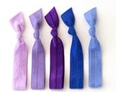 The Cool Tone Ombre Hair Tie Package - 5 Purple and Blue Elastic Solid Hair Ties that Double as Bracelets by Mane Message