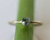 Green Sapphire in 14K Yellow Gold Ring - Made To Order