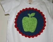Green Apple Applique Tee - sizes newborn - Size 8 - PERFECT for Back-to-School
