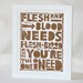 Johnny Cash, TWILIGHT,  Flesh and Blood, zombie Valentine Typography Raw Art Letterpress print