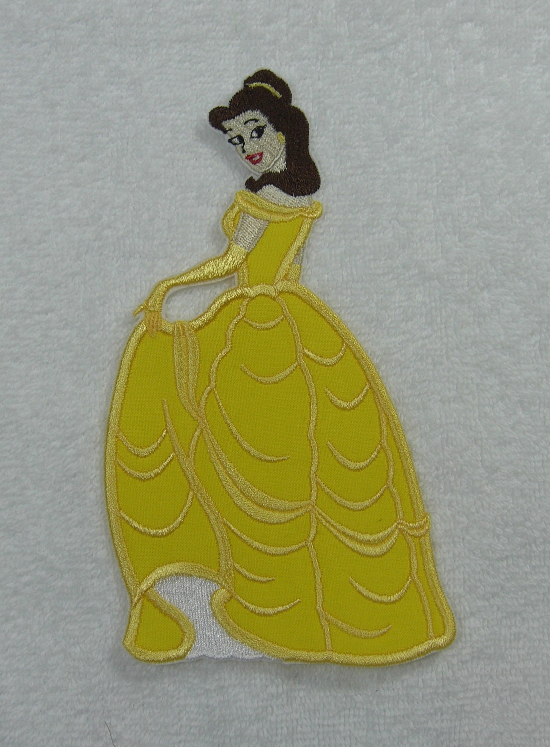 Princess Belle Fabric Embroidered Iron On Applique Patch Ready to Ship