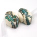 Handmade lampwork beads - Organic Layers - Zulu shaped glass beads, ivory, copper green, teal