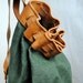 Vintage Linen and Leather Boho Rucksack Backpack