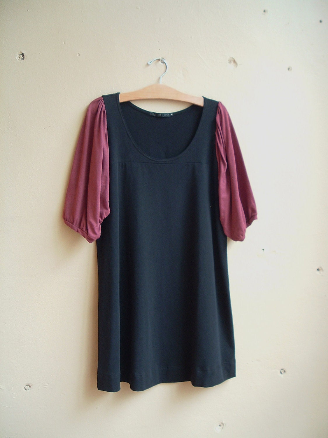 Jersey Dress Black and Berry Cotton- size large