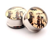 Vintage Cats with Umbrellas Picture Plugs gauges - 2g, 0g, 00g, 7/16, 1/2, 9/16, 5/8, 3/4, 7/8, 1 inch