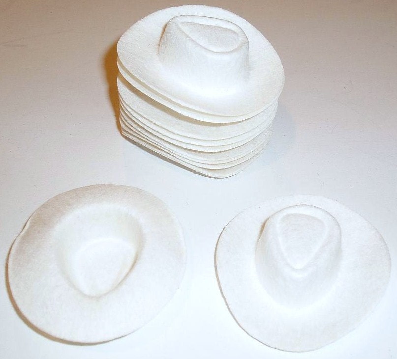 12 Cowboy Hats 2 3/4" Vintage White New in Bag