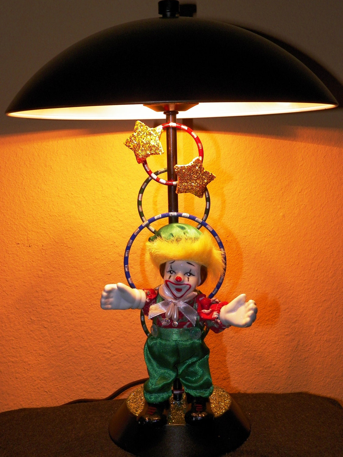 Clown Lamp - Upcycled Table Lamp - Desk Lamp - Metal - Handpainted And Assembled - Circus - Carnival - Themed Decor - OOAK