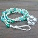 Aqua Bracelet - Hemp Wrap Bracelet, Teal Glass, Macrame Bracelet, Beach Theme