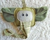Wrap Scrap Elephant Rattle Plush - Rattle - Knotted Toy - Minky and Cotton - Attachable Toy - Mamami Girasol