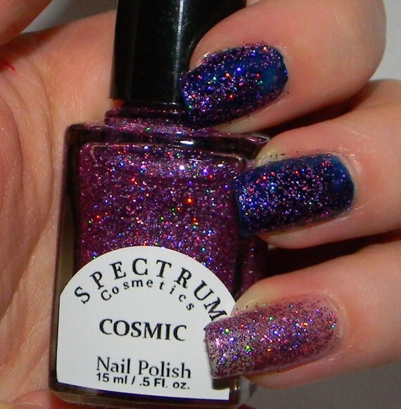 PINK Holographic Glitter nail Polish COSMIC