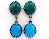 Turquoise Earrings Oxidized Silver