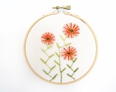 Embroidery Hoop Art - Red Sunflowers