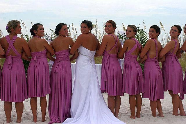 reserved for Kendra's bridal party --Convertible Dresses in Shiny Blush size small-tea length