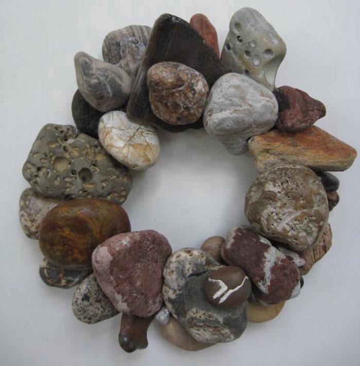 Earth Tone Rock Wreath or Candle Ring (RW159) - BeacheryDesigns