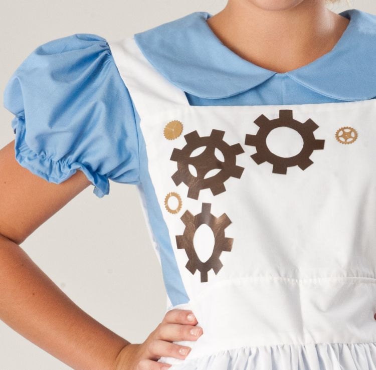 Steampunk Alice in Wonderland Costume Steam Punk Gothic Lolita Dress and Apron Halloween Costume Cosplay Womens Large