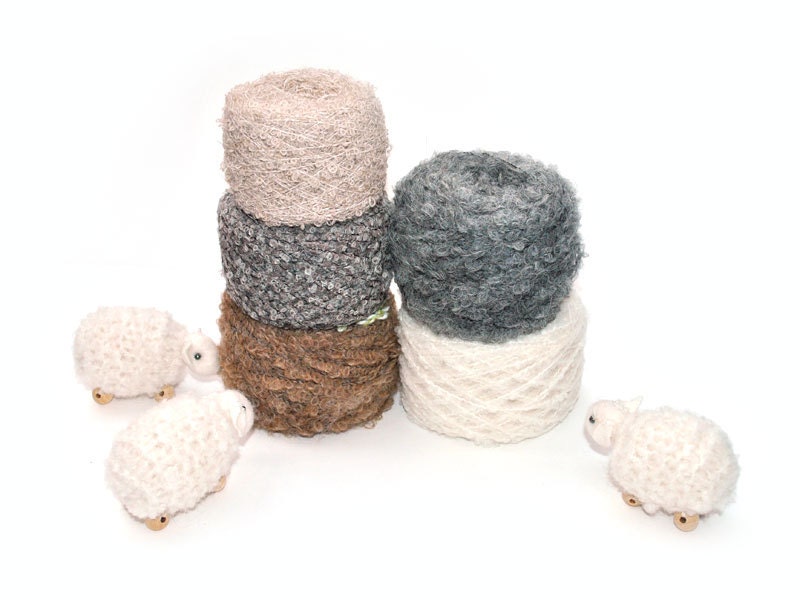 set boucle alpaca Yarn 5 skeins of yarn of different colors and textures