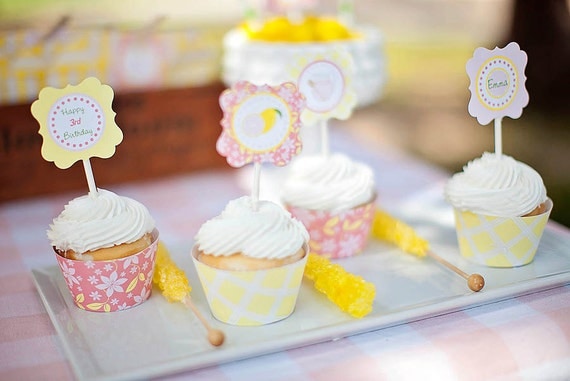 Lemonade Stand Cupcake Toppers Party Circles - PRINTABLE - By A Blissful Nest Il_570xn