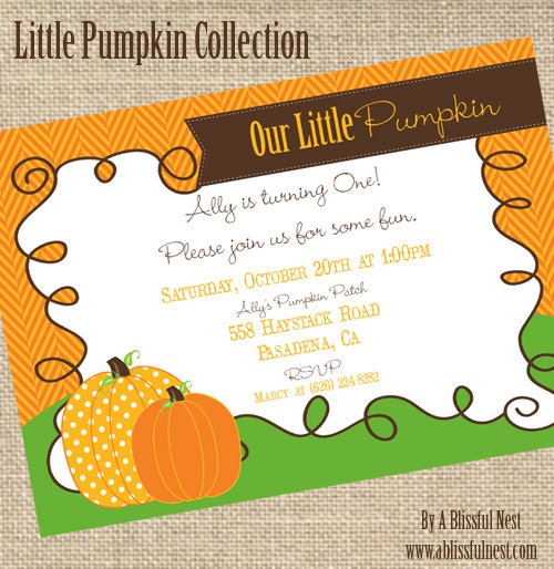 Little Pumpkin Birthday Invitation - PRINTABLE - By A Blissful Nest Il_570xn