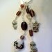 Long Metal Owl Dangle Keychain with Charms and glass purple beads