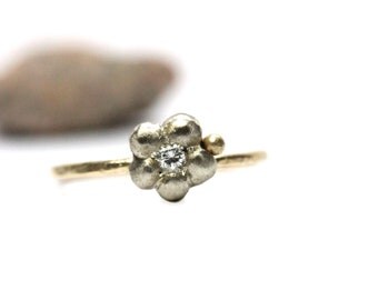 14K Gold Diamond Flower Engagement Ring - Garden Days