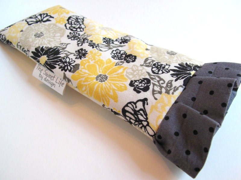 Ruffled Sunglass case / Sunglass Pouch / Eyeglass Case in Yellow and Grey