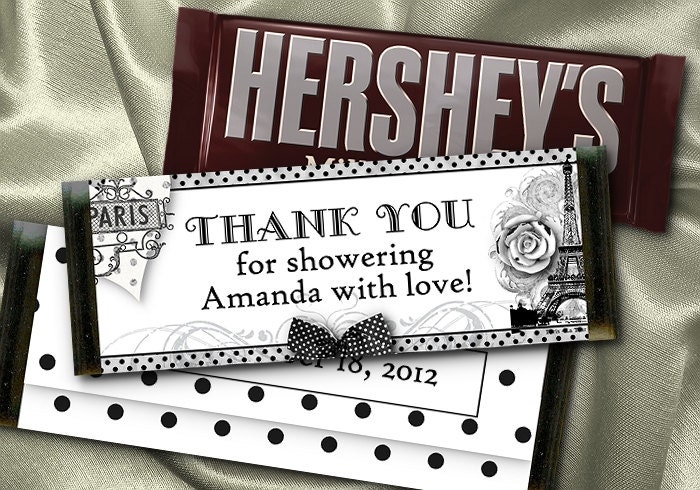 12 Hershey Candy Bar Wrappers, Wedding, Bridal Shower, Birthday, Luncheon, Eiffel Tower, French Il_570xn