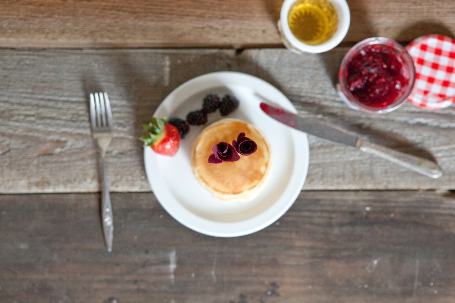 Burgundy  - Fabric Flower Cake/ pancake Toppers - 6