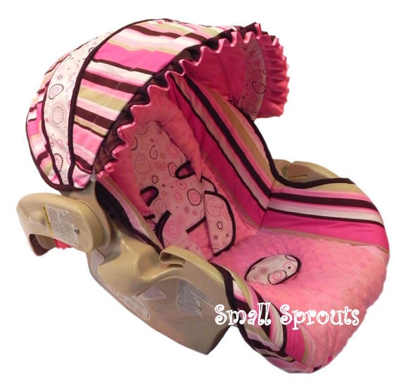 Custom Pink & Chocolate Spiral Infant Car Seat Cover-Limited Edition