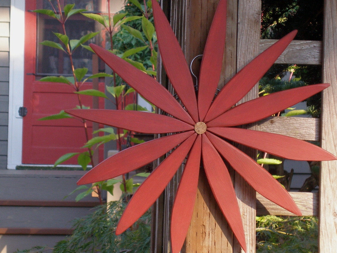 Bright Red Wooden Wreath for Outdoor & Indoor Decor