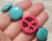 Turquoise and Hot Pink Peace Bracelet