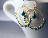 14K gold filled and bright green faceted genuine emerald earrings- emerald city earrings